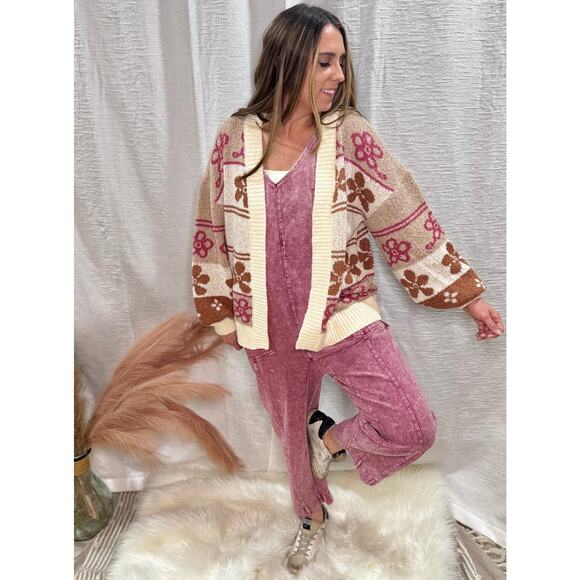 MSRP $59 Ellis Ivory floral cardigan Size L | SAME DAY SHIP or NEXT DAY - Picture 1 of 11